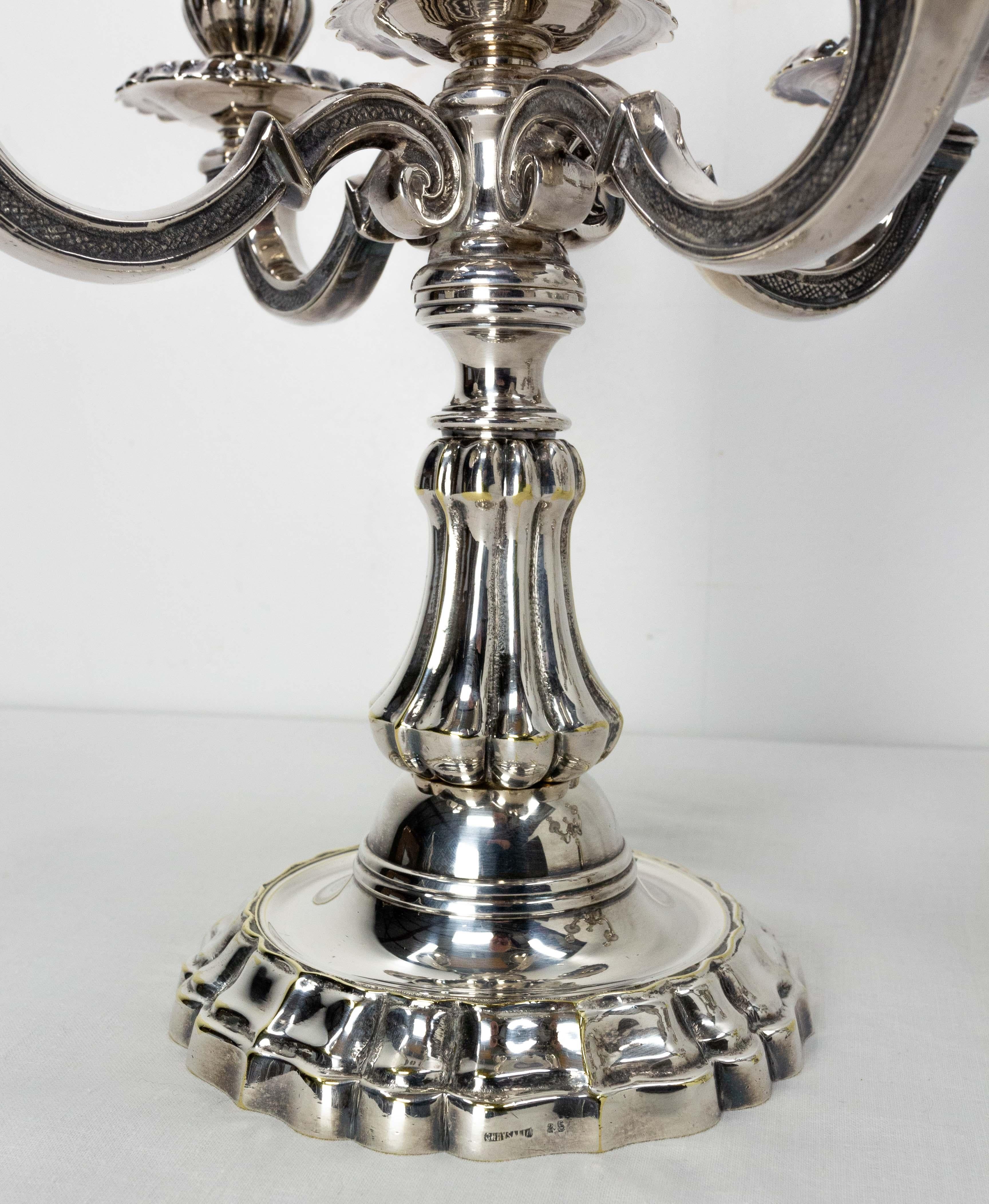 Pair of Bronze Candleholders Louis XV Style, French, Late 19th Century For Sale 2