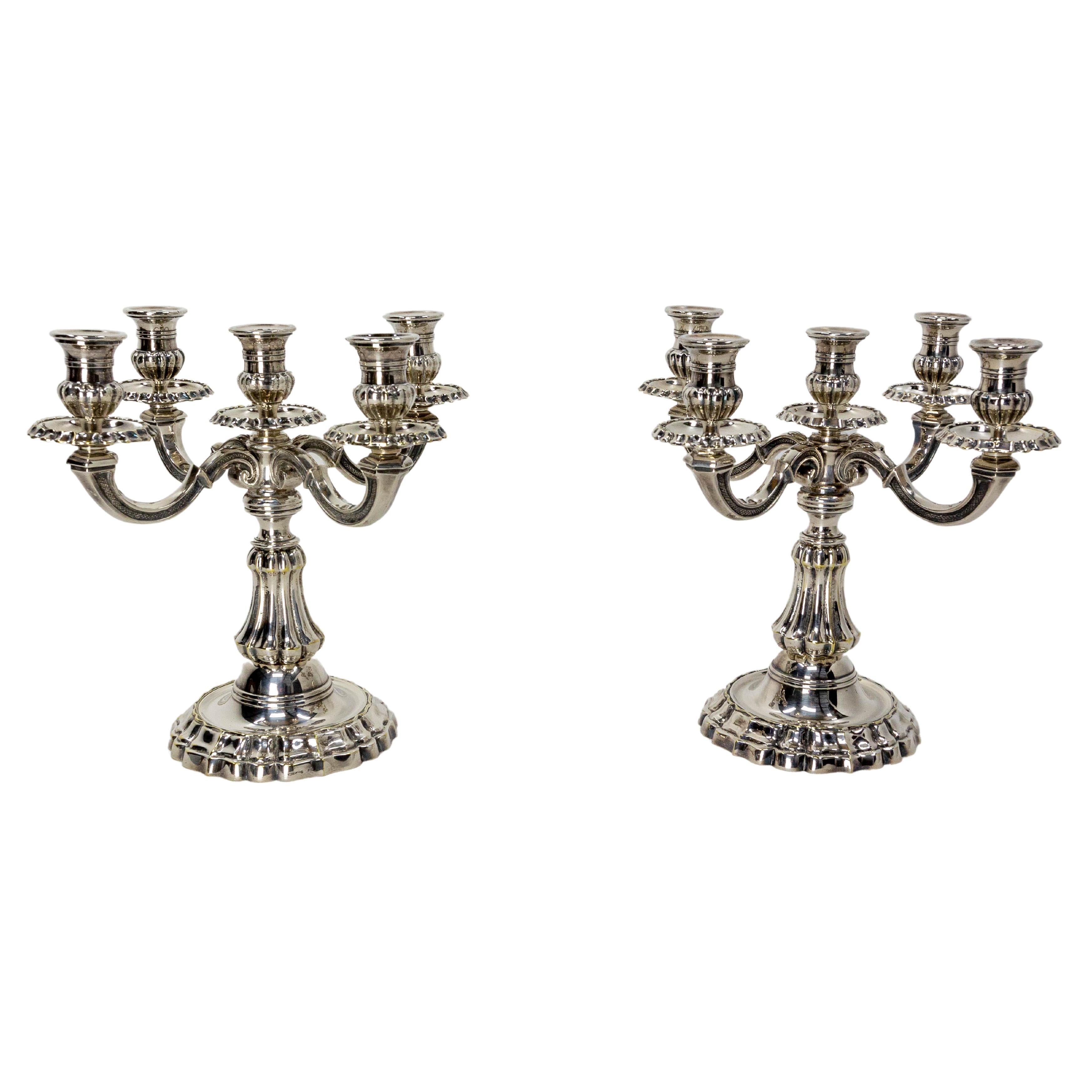 Pair of Bronze Candleholders Louis XV Style, French, Late 19th Century For Sale