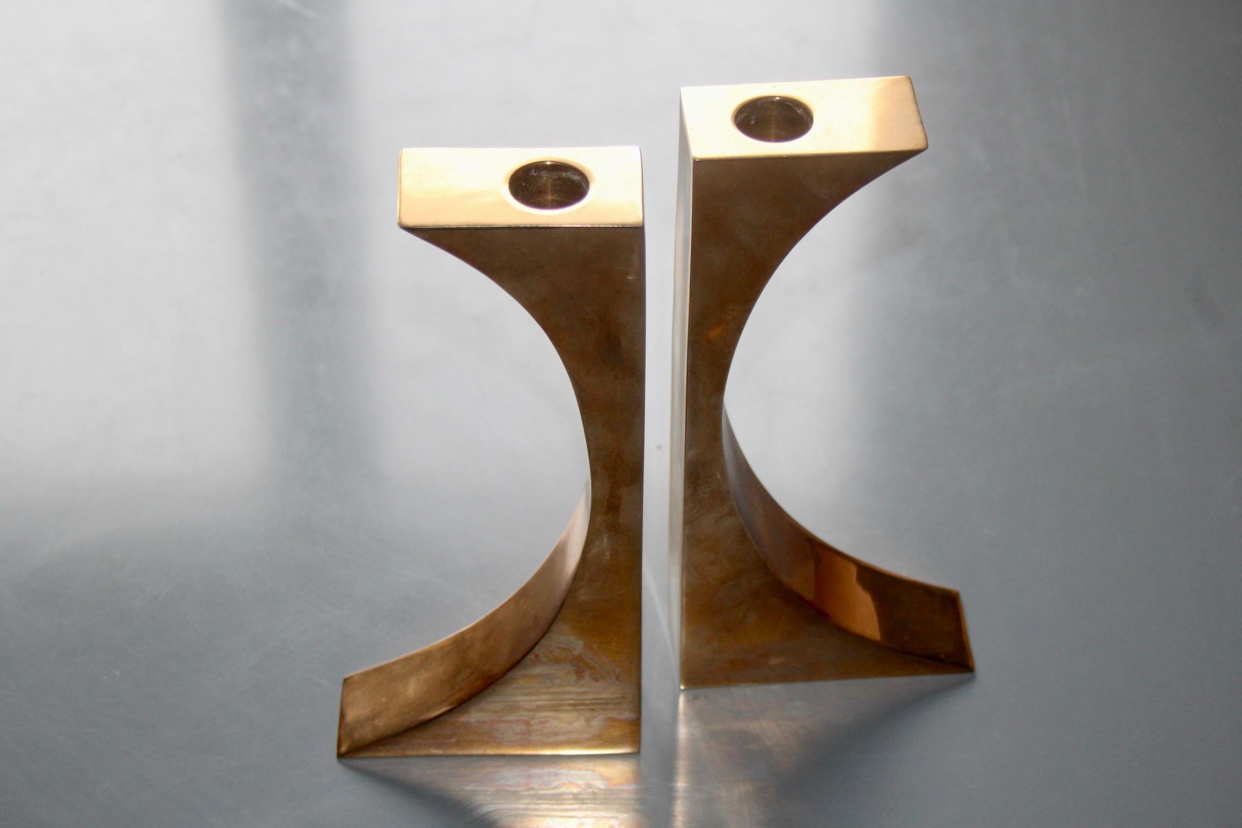 Late 20th Century Pair of bronze candlestick  For Sale