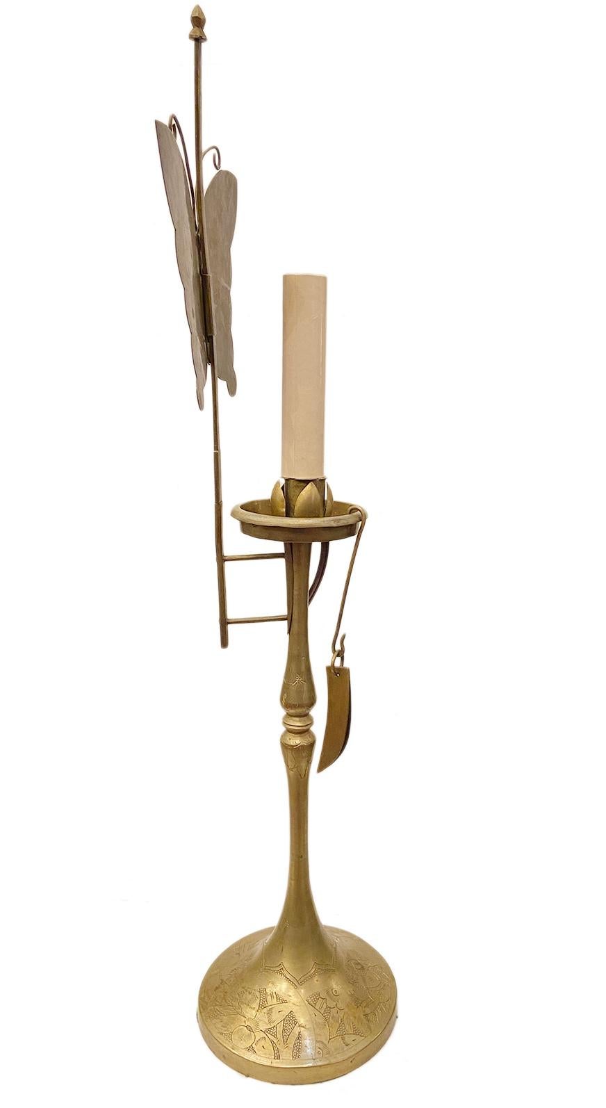 Pair of Bronze Candlestick Table Lamps In Good Condition For Sale In New York, NY