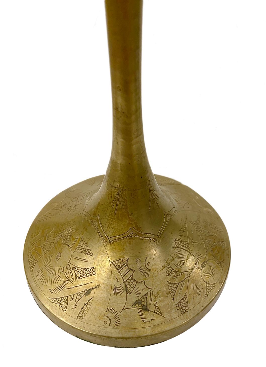 Bronze Paire de lampes de table à chandelle en bronze en vente