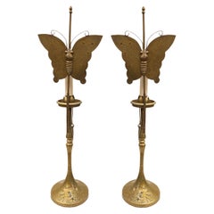 Pair of Bronze Candlestick Table Lamps
