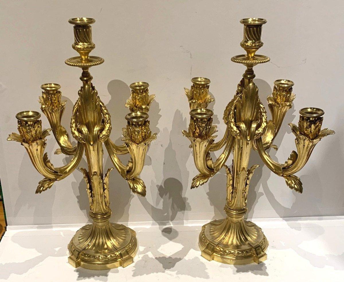 Louis XVI Pair of Bronze Candlesticks 0ctave Lelièvre and Susse Frères For Sale