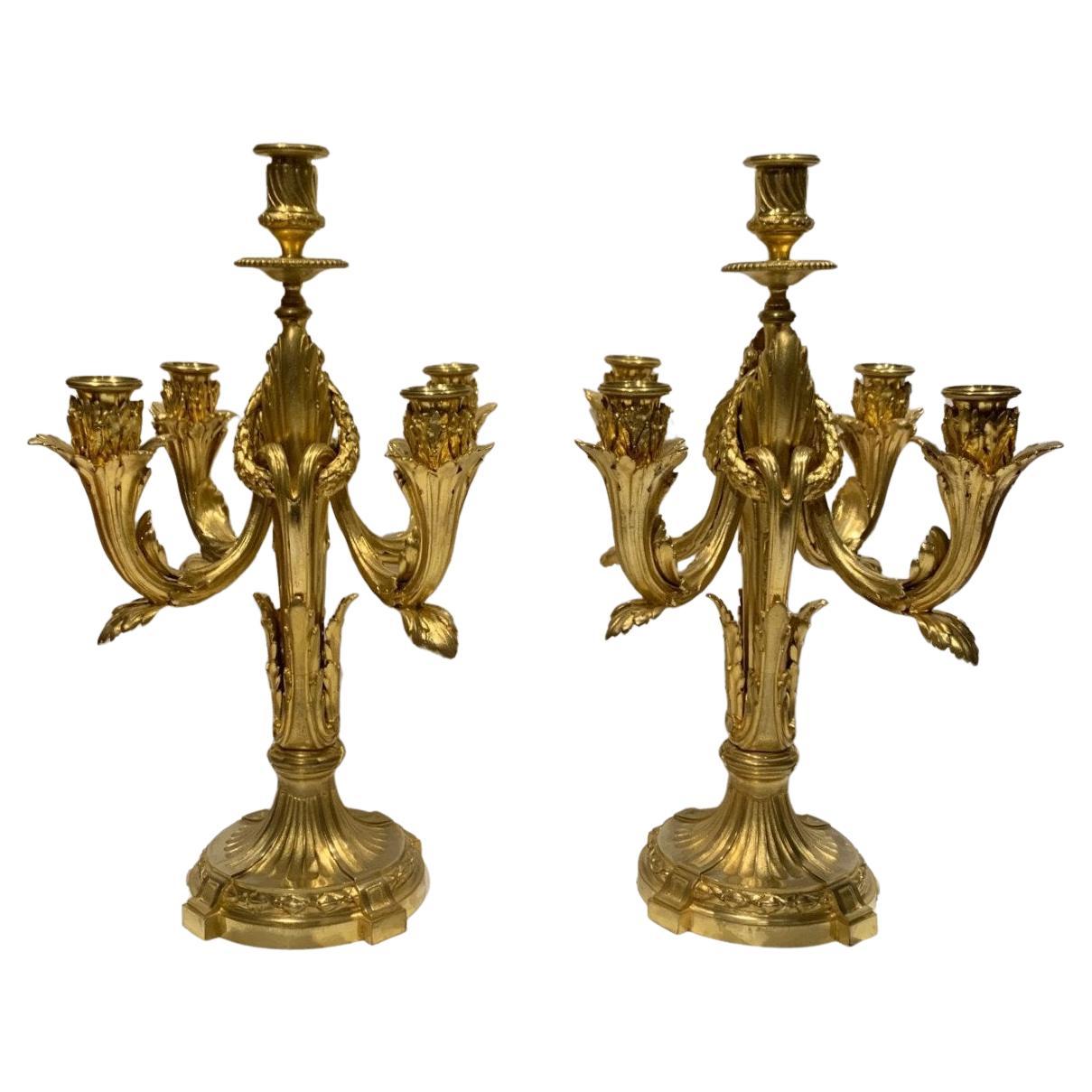 Paar Kerzenhalter aus Bronze 0ctave Lelièvre  und Susse frères