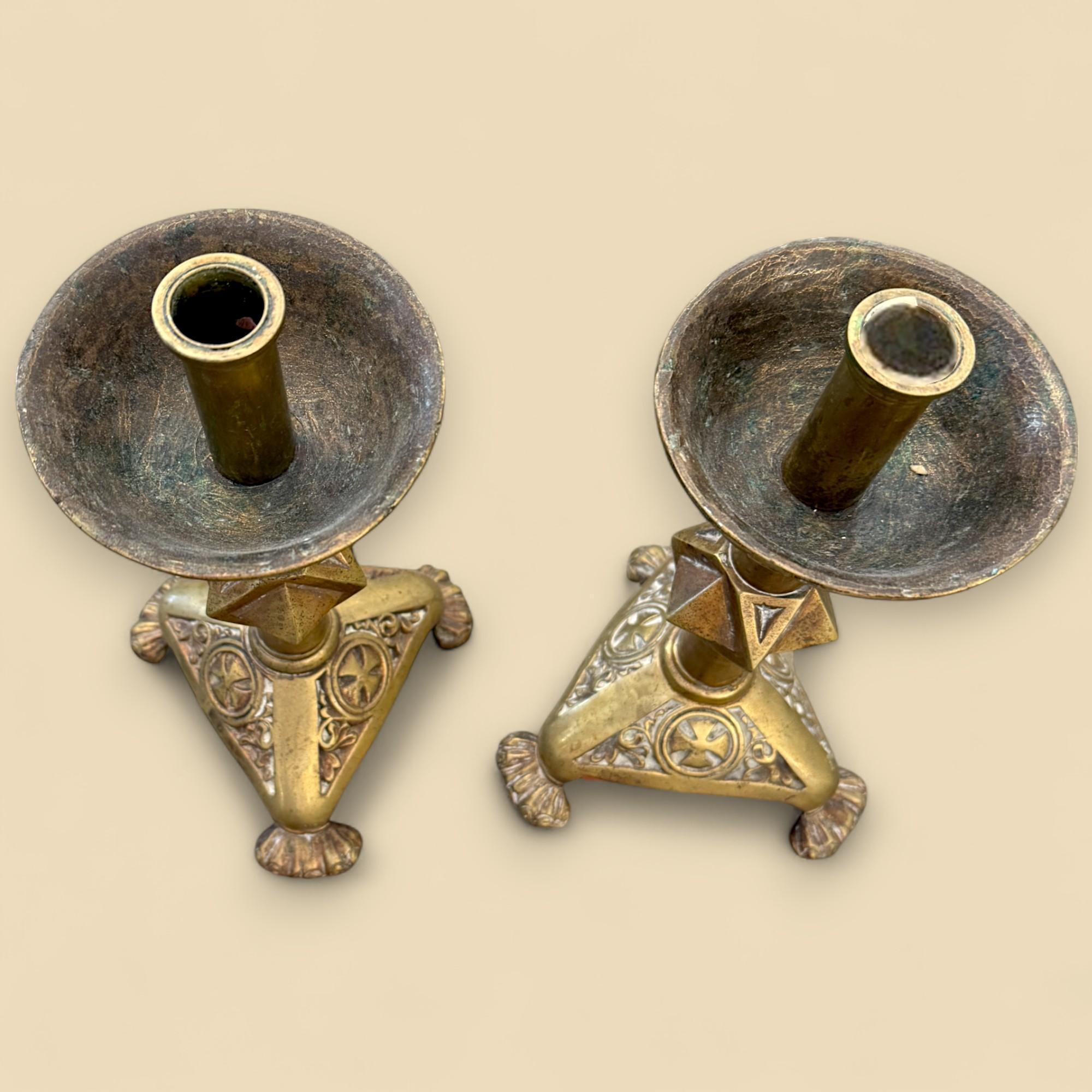 Pair of Bronze Candlesticks, 17th Century For Sale 8