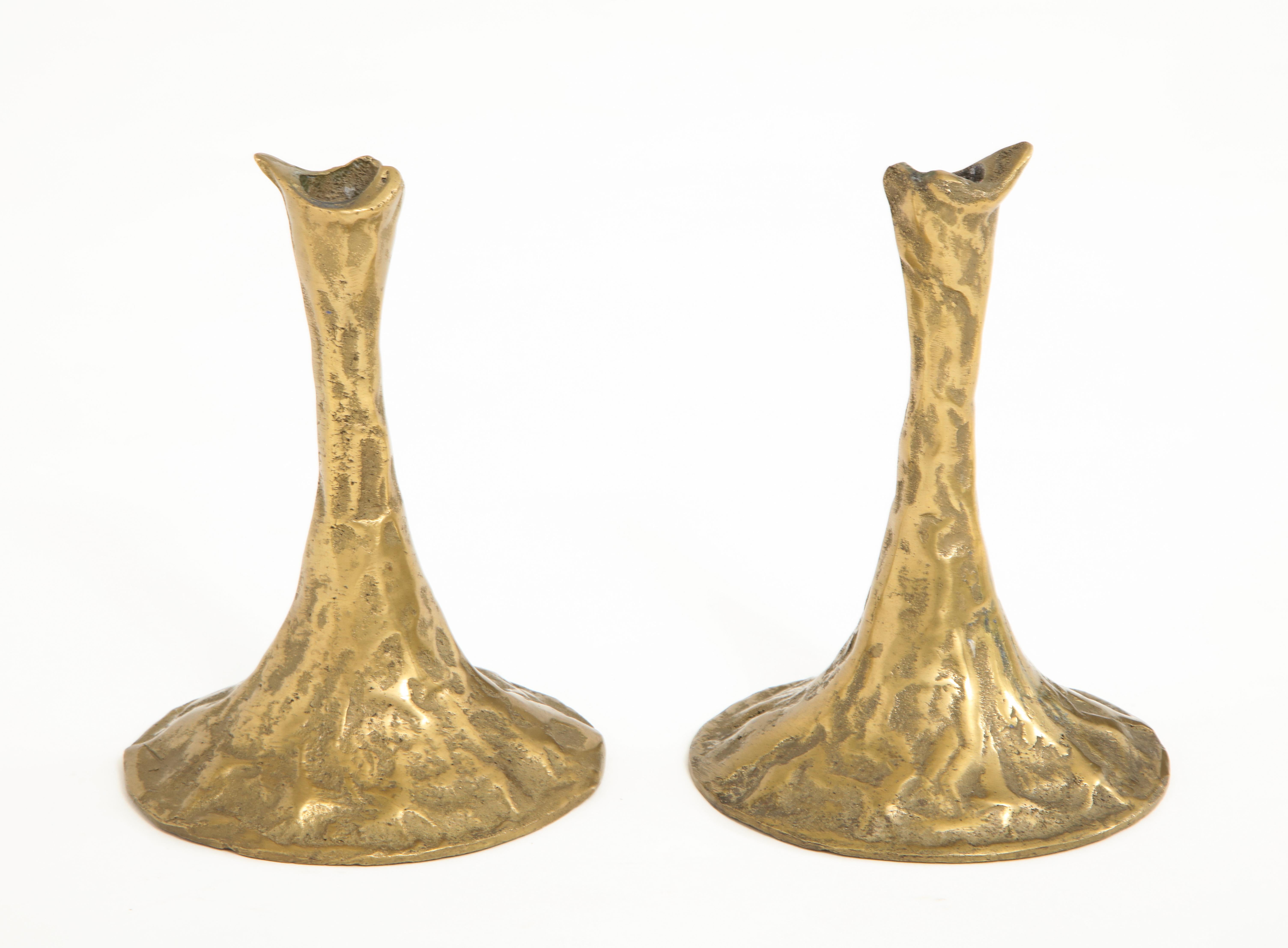 French Pair of Bronze Candlesticks by Costas Coulentianos