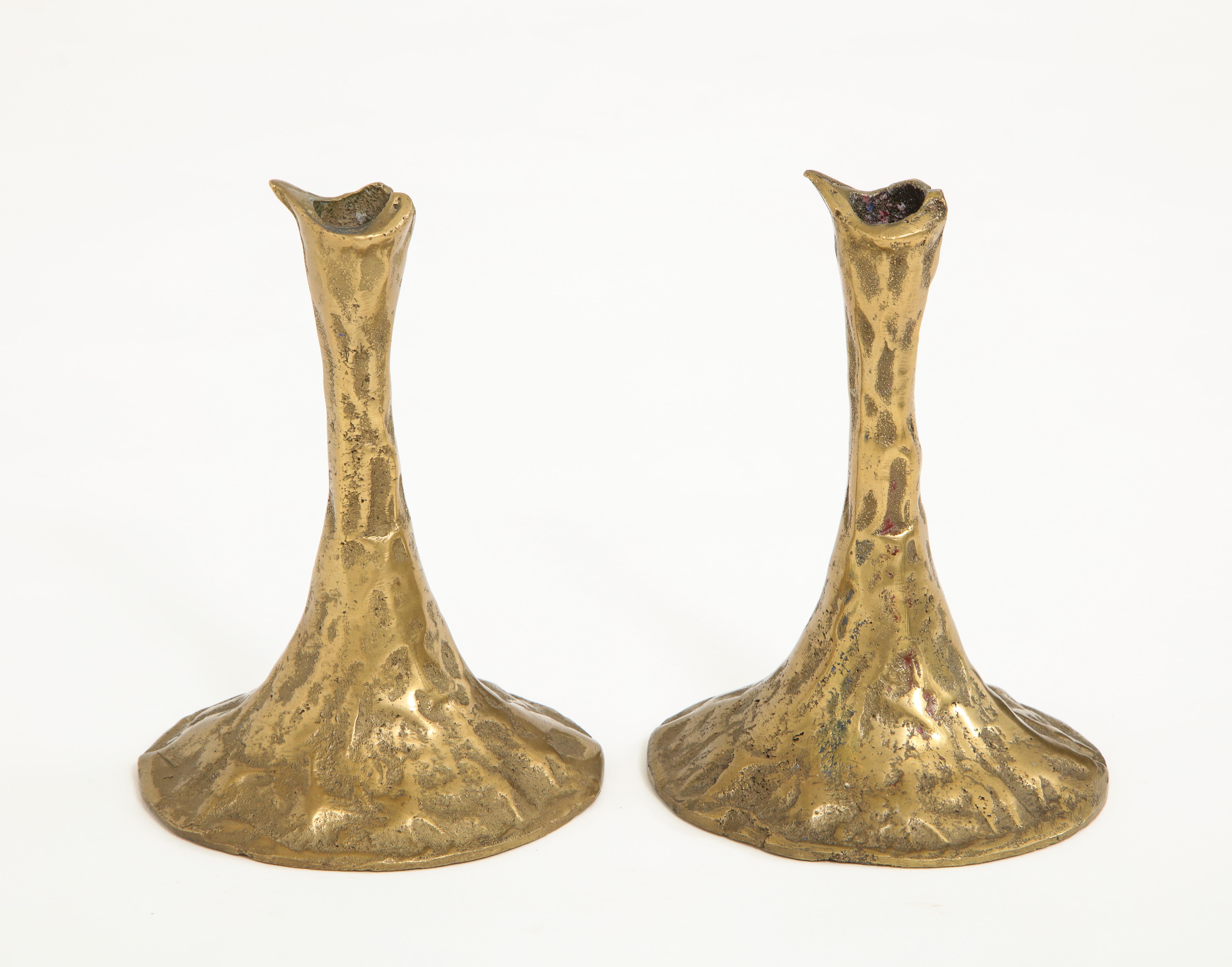 Pair of Bronze Candlesticks by Costas Coulentianos In Excellent Condition In New York City, NY