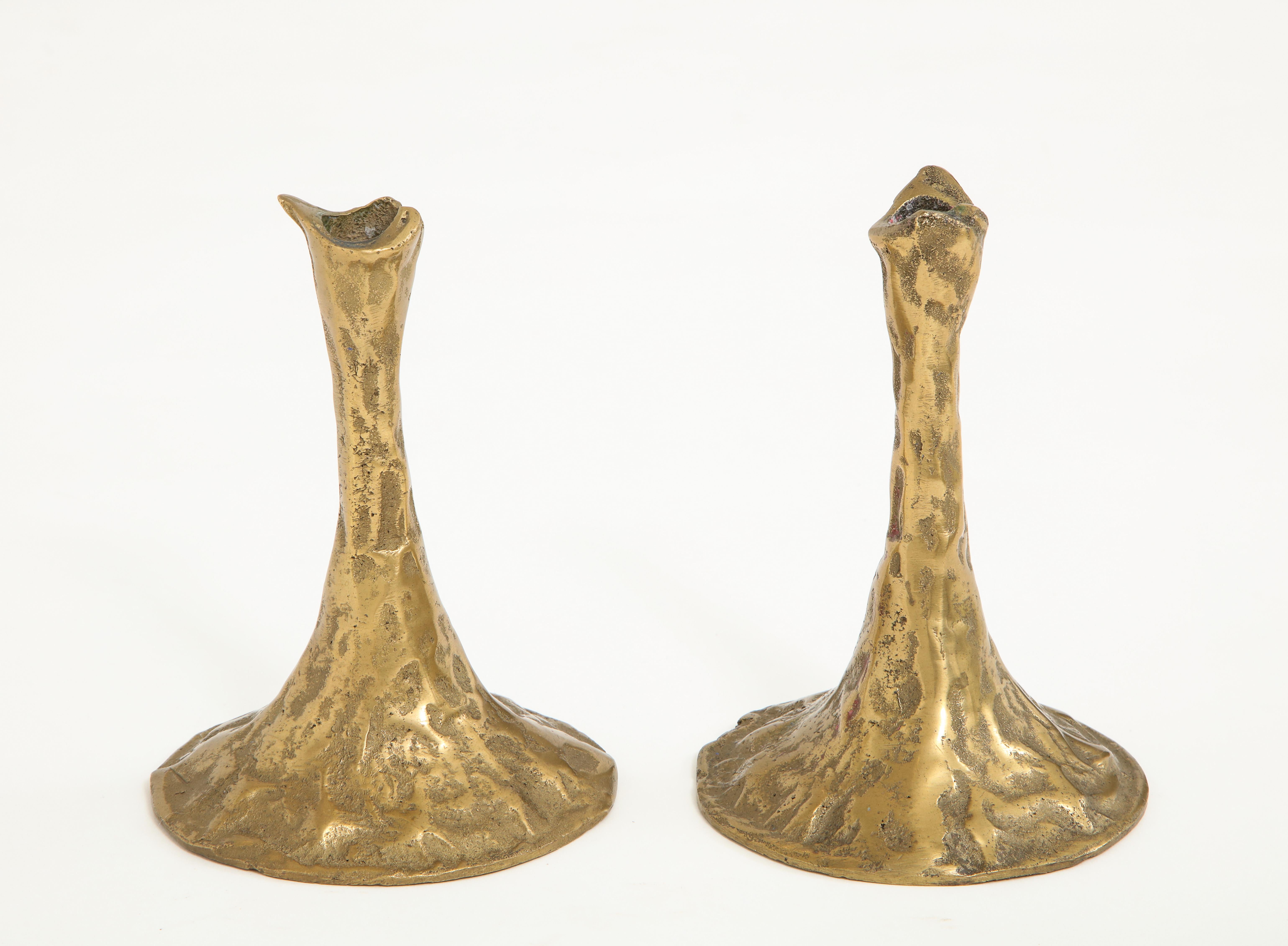 Mid-20th Century Pair of Bronze Candlesticks by Costas Coulentianos