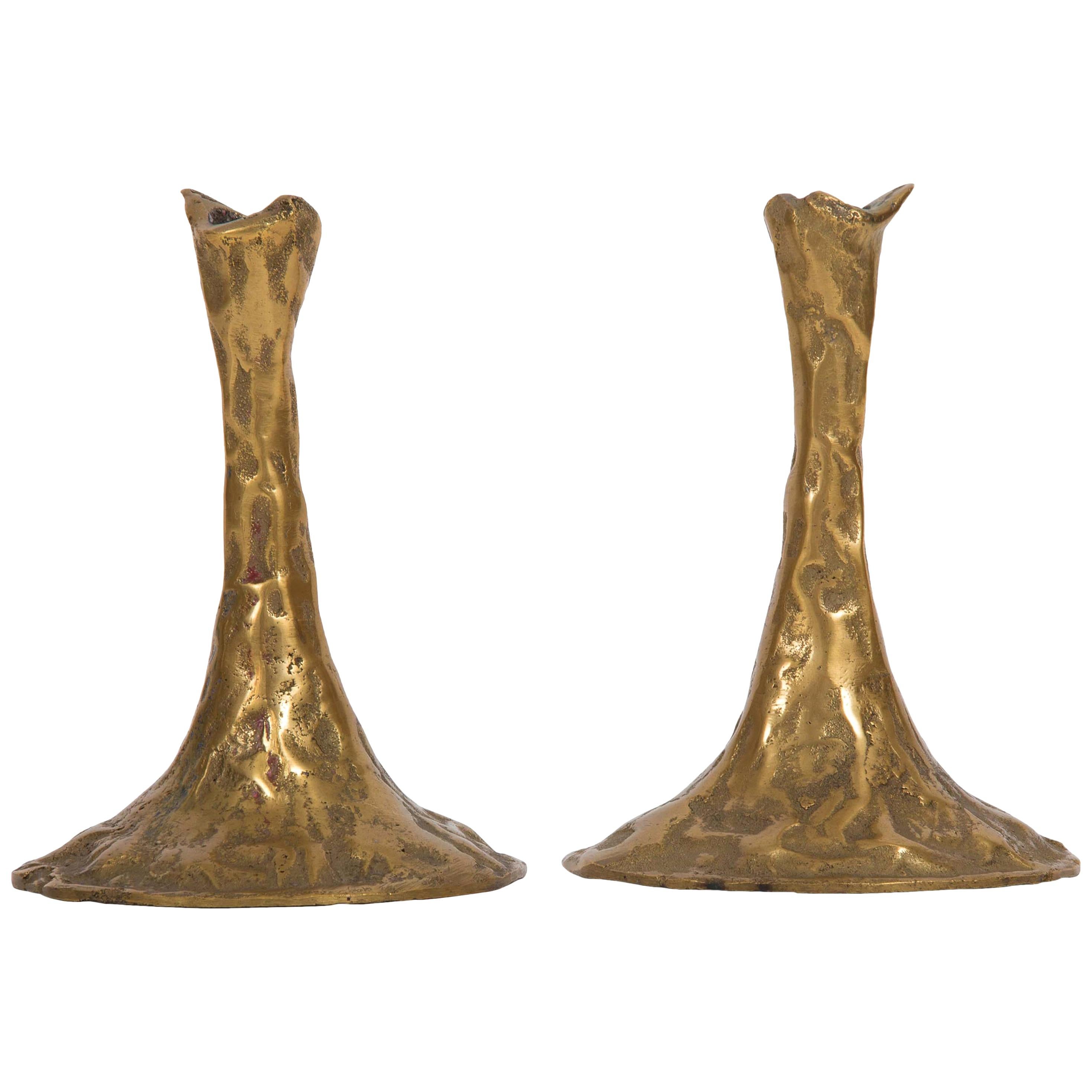 Pair of Bronze Candlesticks by Costas Coulentianos