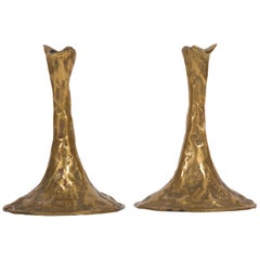 Pair of Bronze Candlesticks by Costas Coulentianos