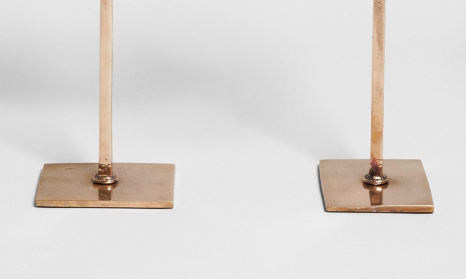 Pair of Bronze Candlesticks by Do König-Vassilakis In Excellent Condition In PARIS, FR