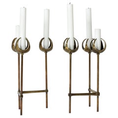 Pair of Bronze Candlesticks by Olof Barve