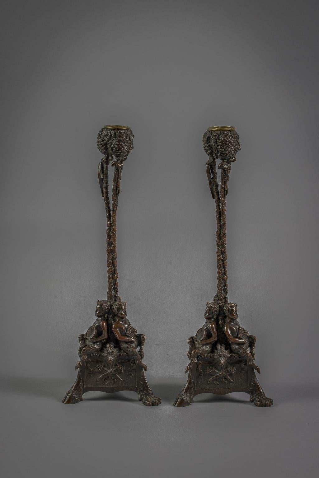 Pair of Bronze Candlesticks, circa 1840 In Good Condition For Sale In New York, NY