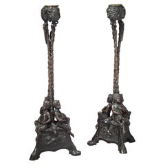 Pair of Bronze Candlesticks, circa 1840