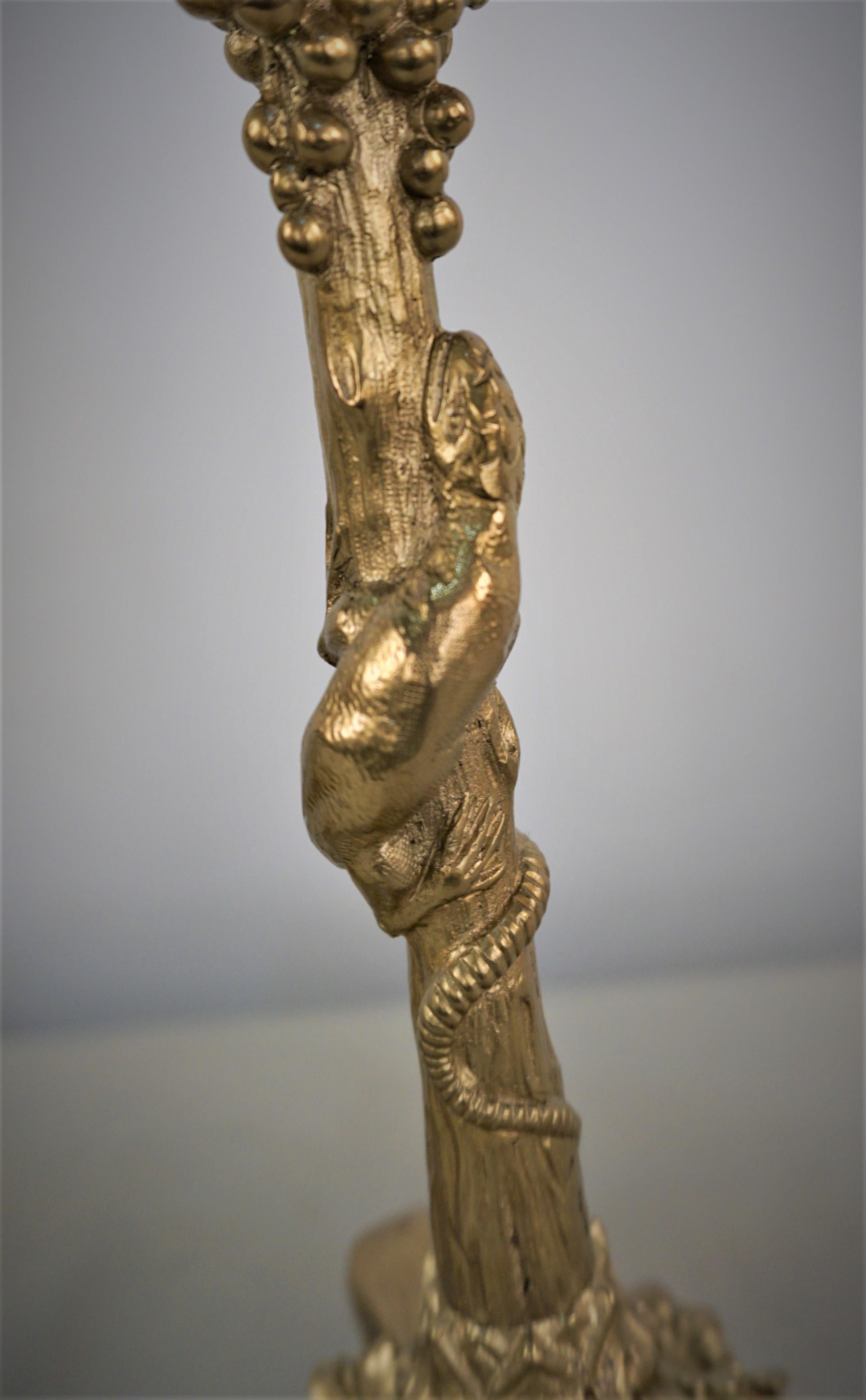 Pair of Bronze Candlesticks Decorated with Lizards In Good Condition For Sale In Fairfax, VA