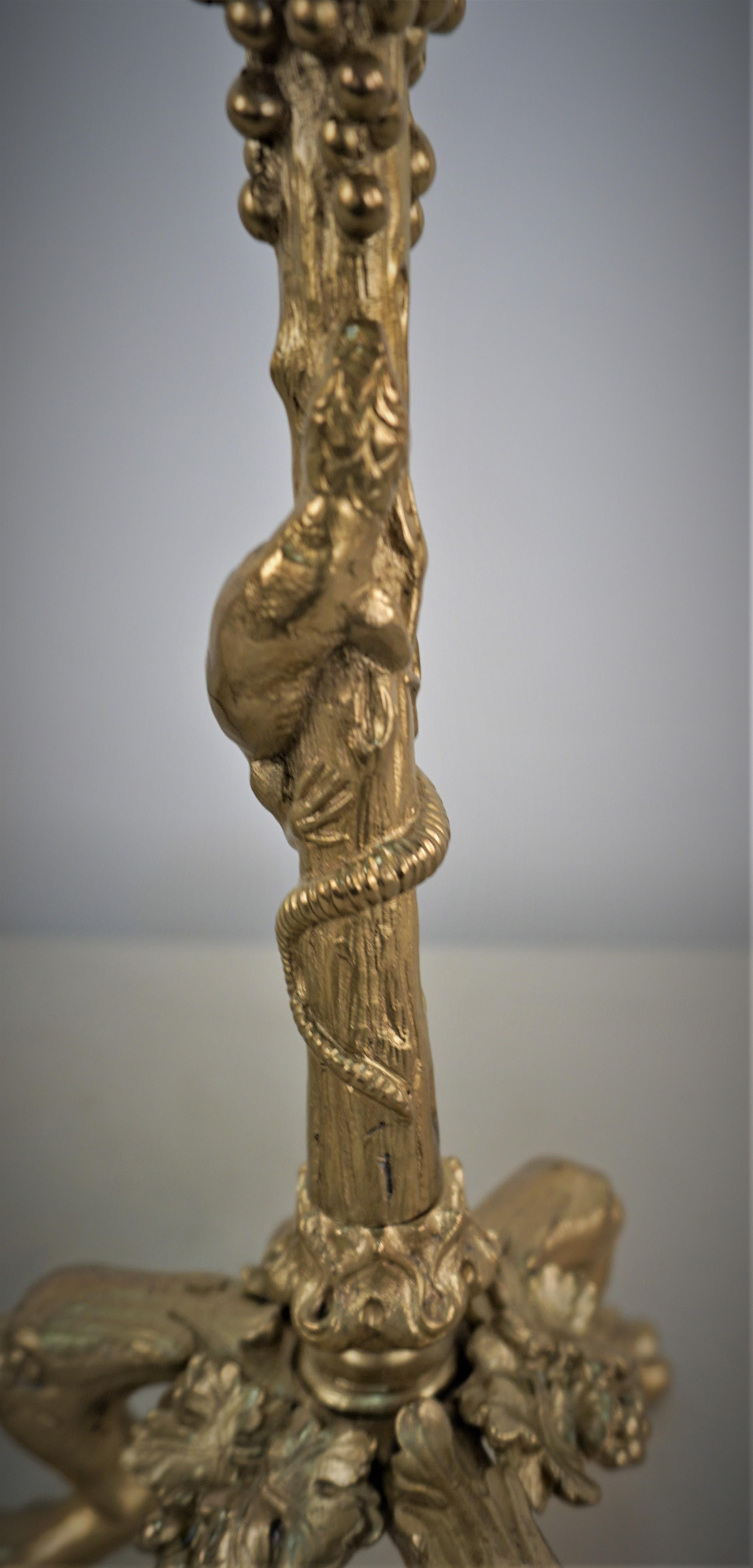 Pair of Bronze Candlesticks Decorated with Lizards For Sale 1