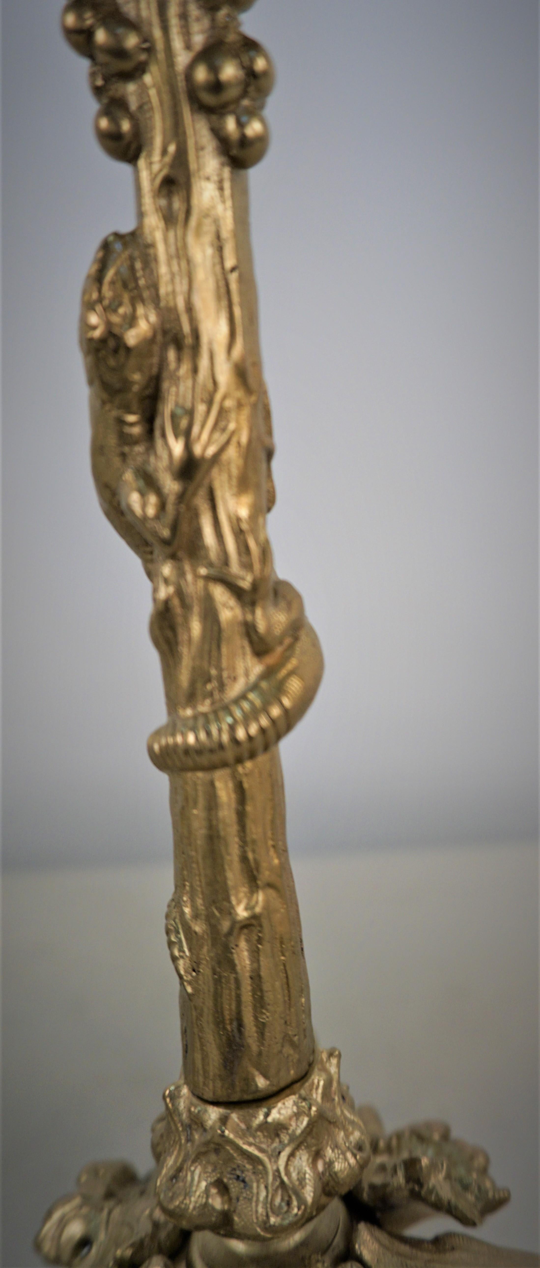 Pair of Bronze Candlesticks Decorated with Lizards For Sale 2