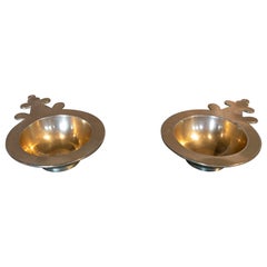 Antique Pair of Bronze Candlesticks for Fuel Lighting