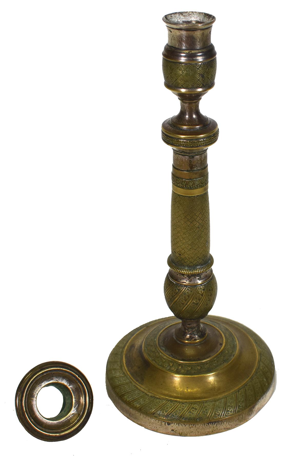 Pair of 19th Century French Bronze Candlesticks In Fair Condition In New Orleans, LA
