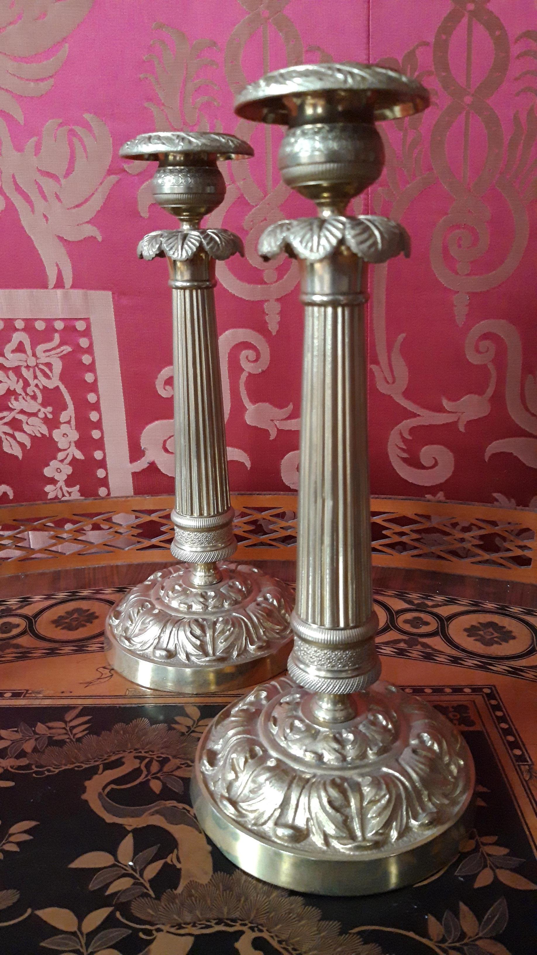 20th Century Pair of Bronze Candlesticks For Sale