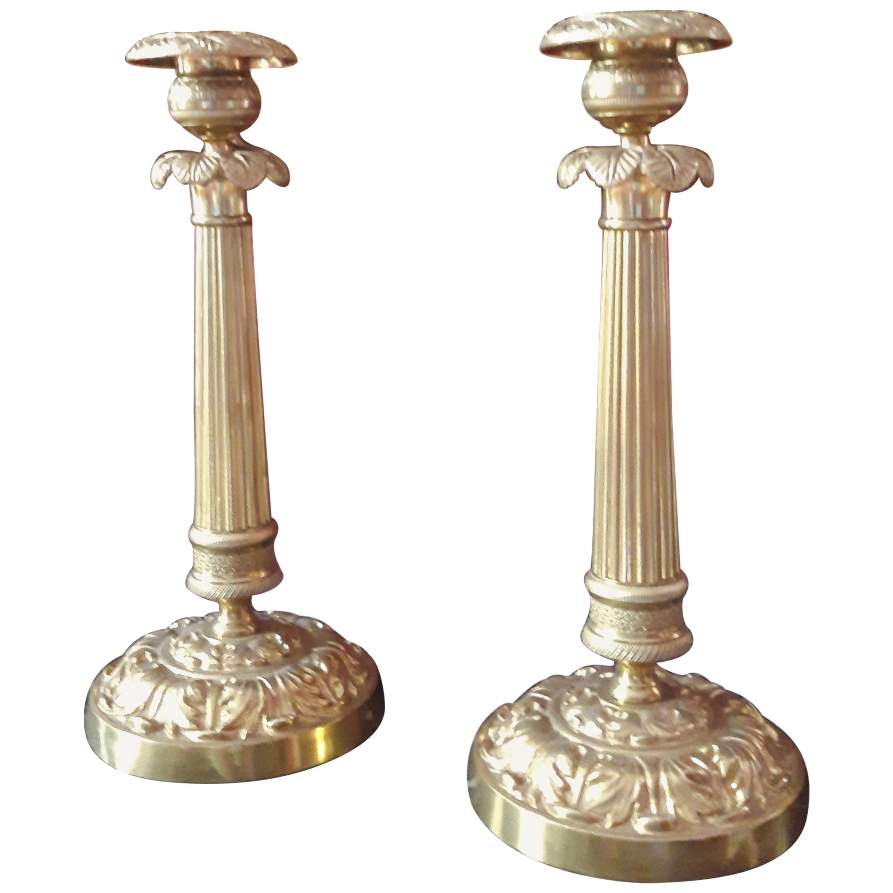 Pair of Bronze Candlesticks For Sale