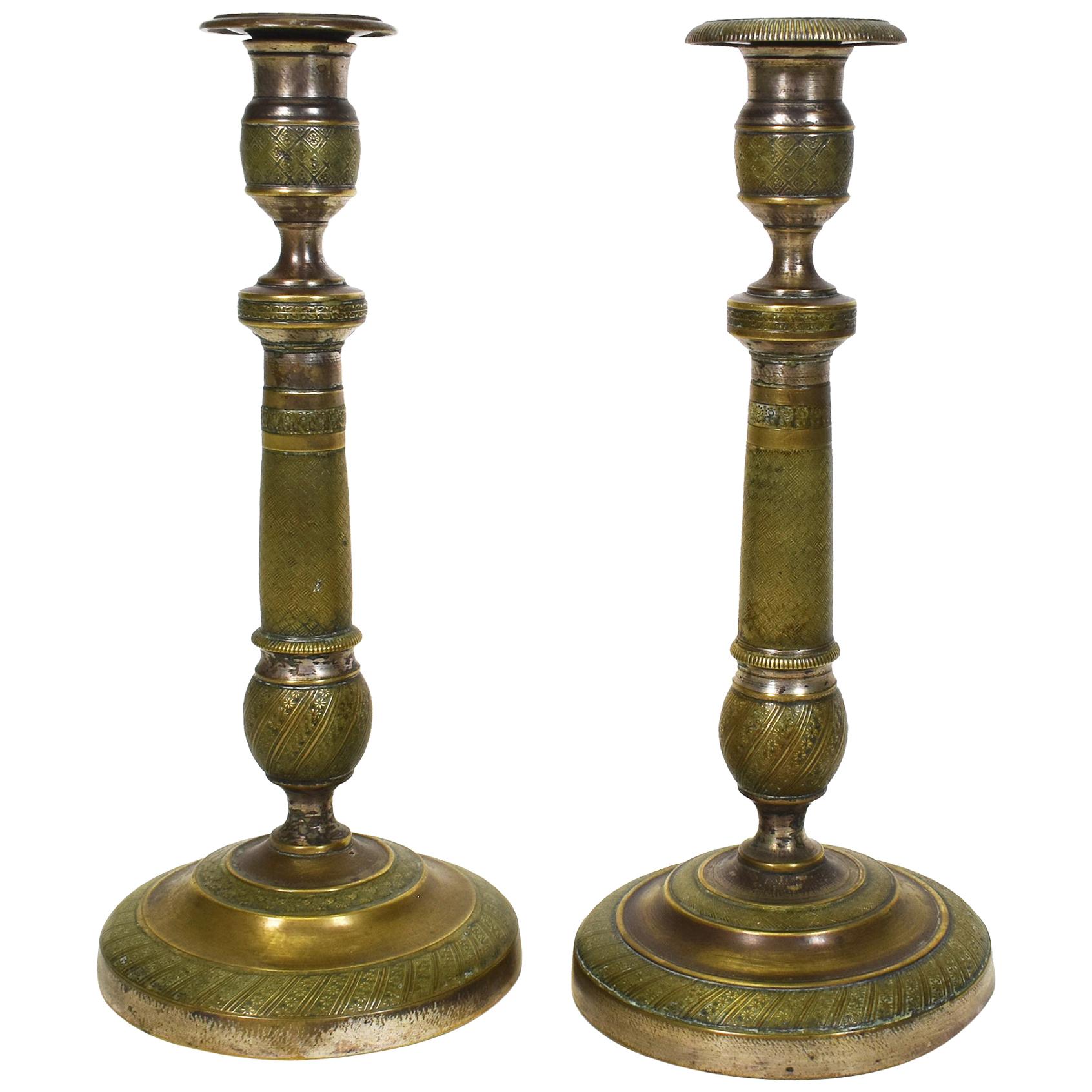 Pair of 19th Century French Bronze Candlesticks