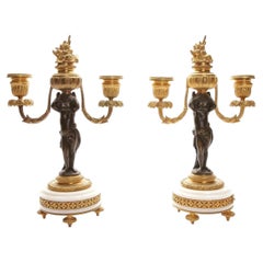 Par de candelabros de bronce, Francia, segunda mitad del siglo XIX
