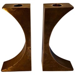 Pair of Bronze Candlesticks or Bookends in the style M. Gerber, c 1970