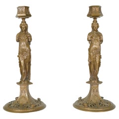 Paire de chandeliers en bronze signés Barbedienne (1838-)