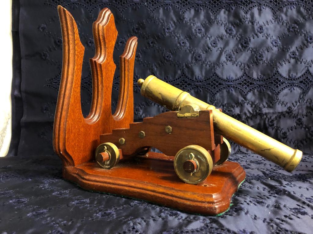 Pair of Bronze Cannons with Mahogany Stands, 19th Century For Sale 6