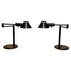 Pair of Bronze Casella Swing Arm Table Lamps