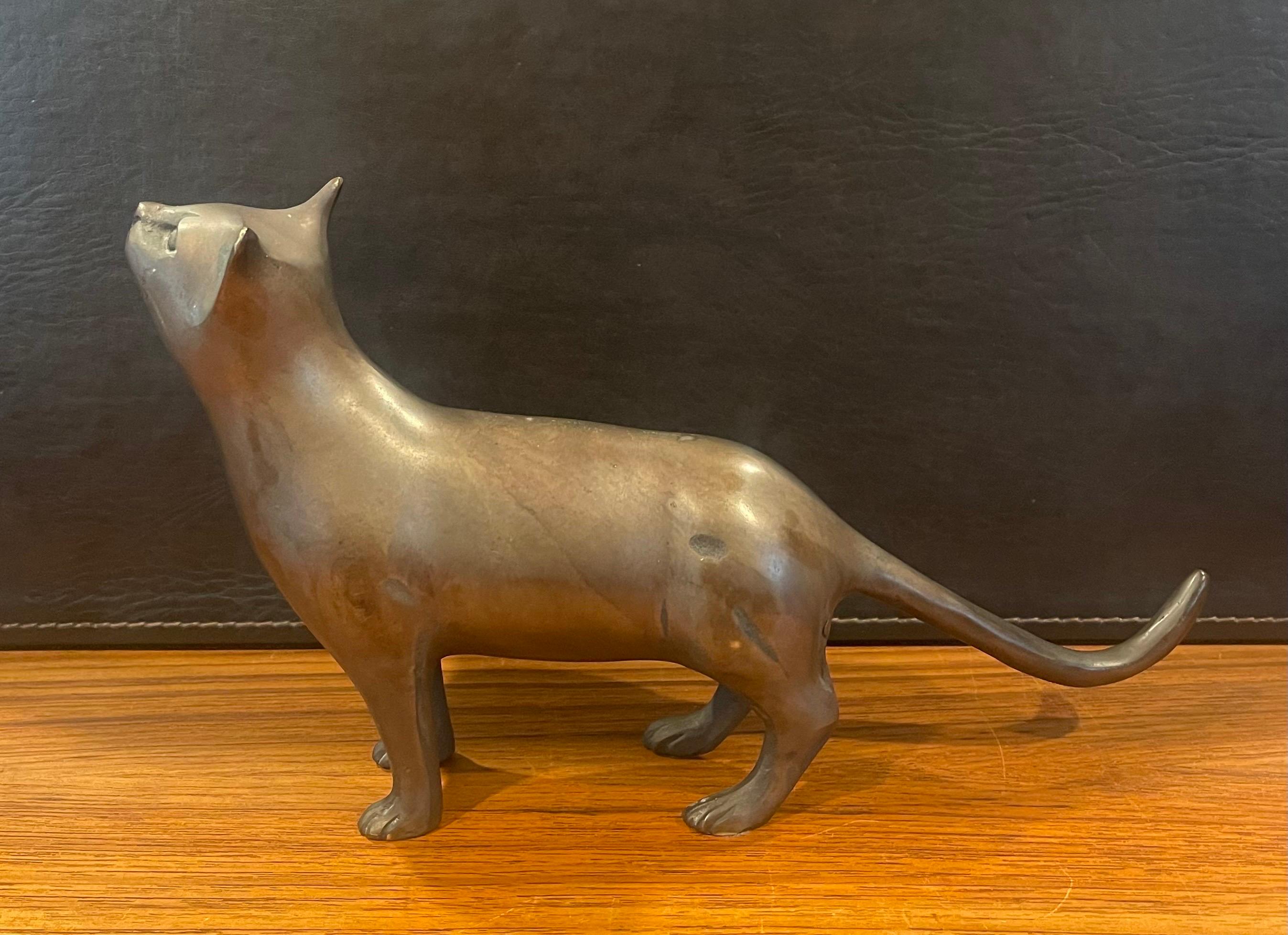 Pair of Bronze Cat Sculptures In Good Condition For Sale In San Diego, CA