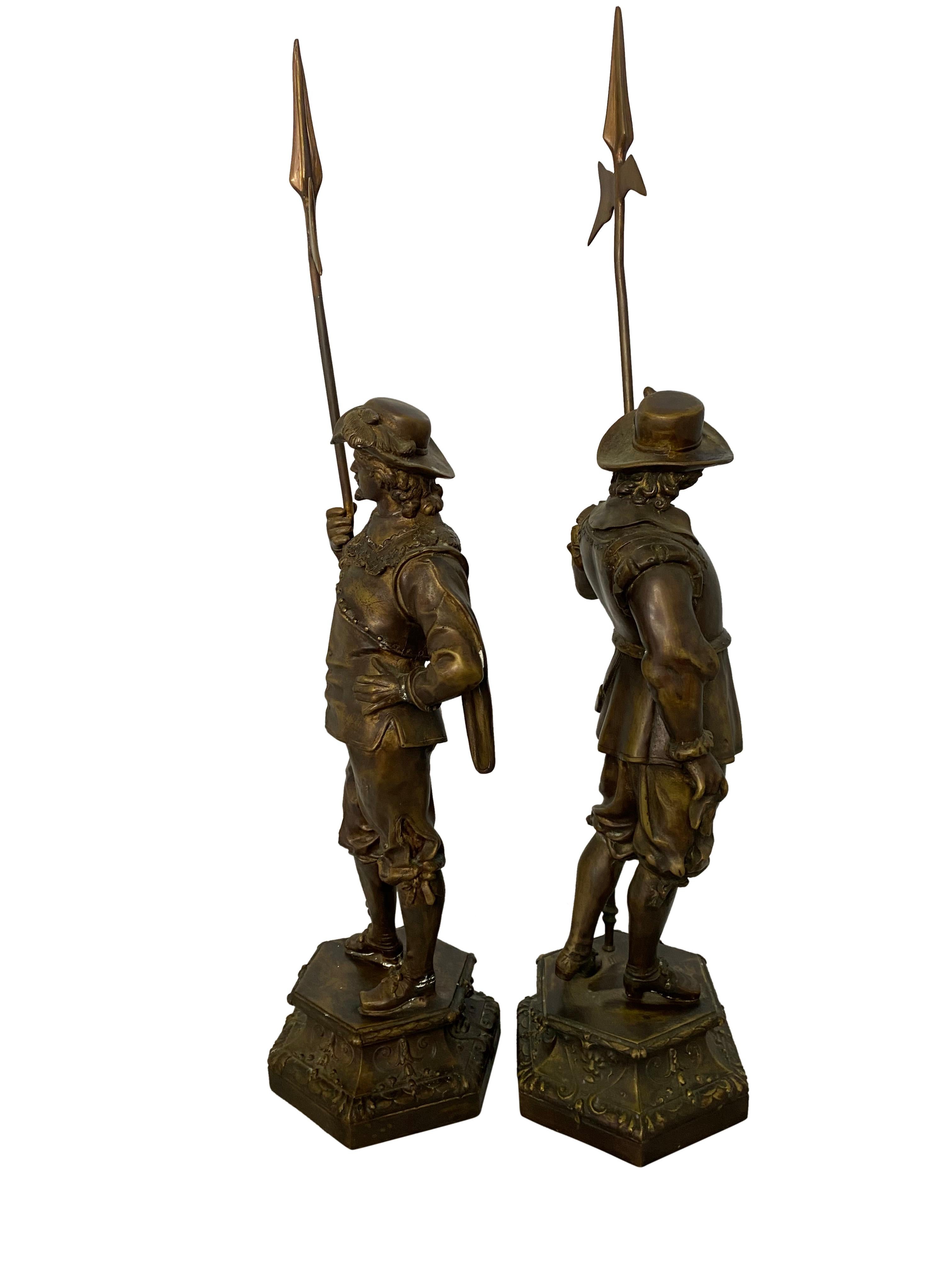 Pair of Bronze Cavalier Statues, 19th Century For Sale 5
