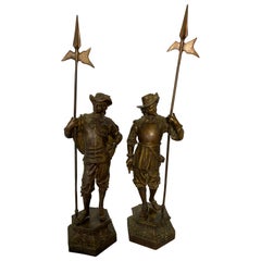 Pair of Bronze Cavalier Statues, 19th Century