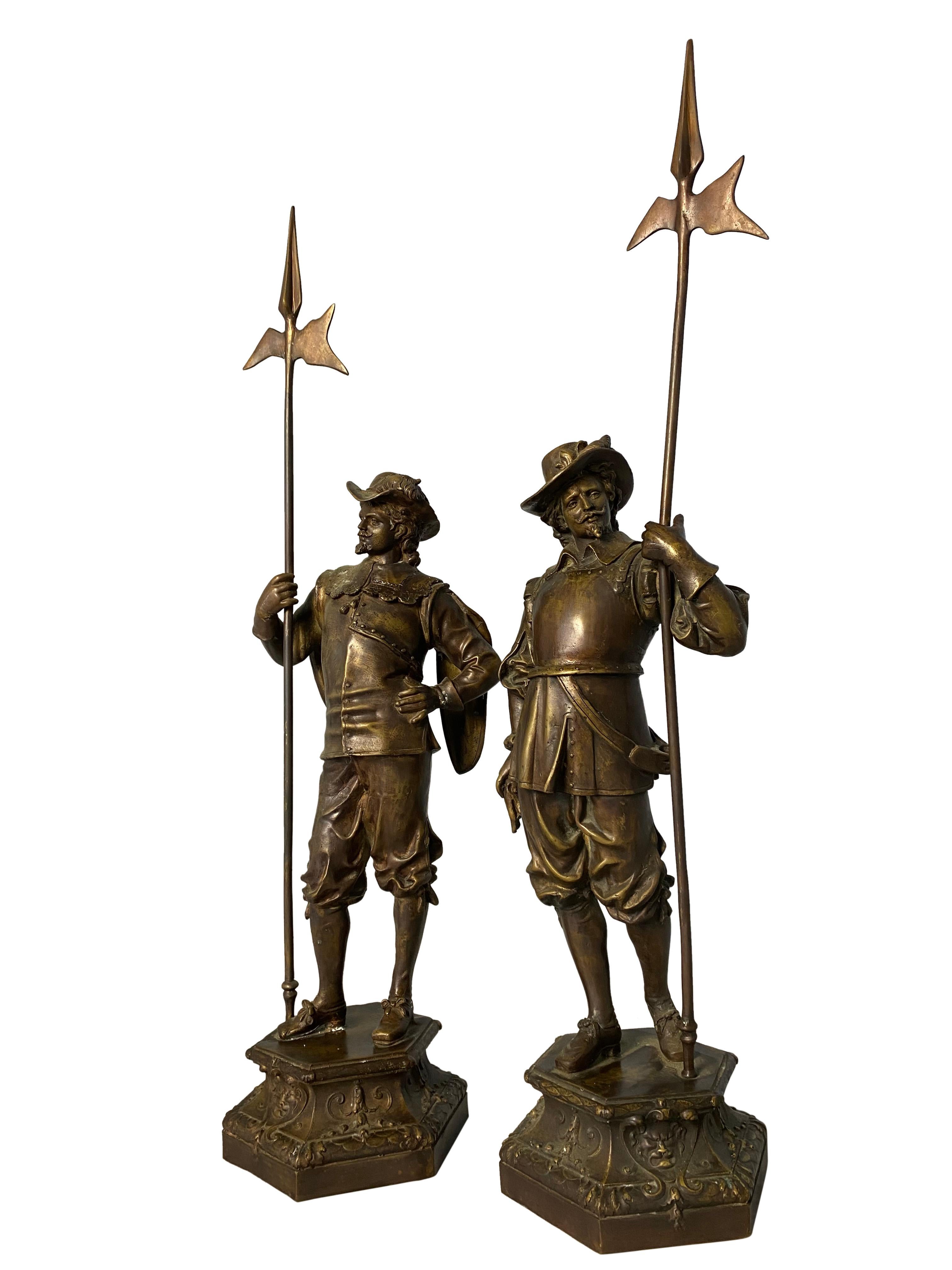 Pair of Bronze Cavalier Statues, 19th Century For Sale 2