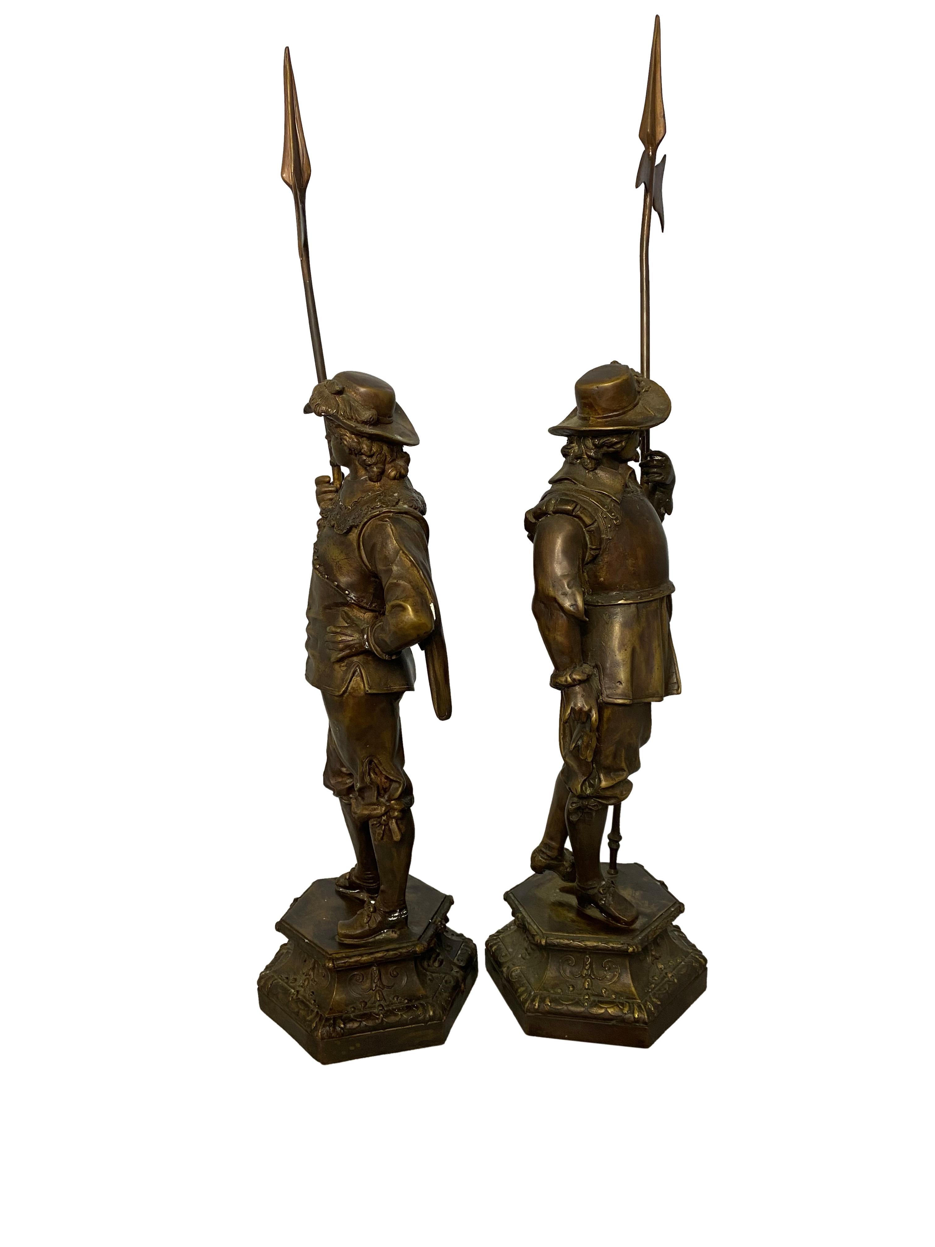 Pair of Bronze Cavalier Statues, 19th Century For Sale 3