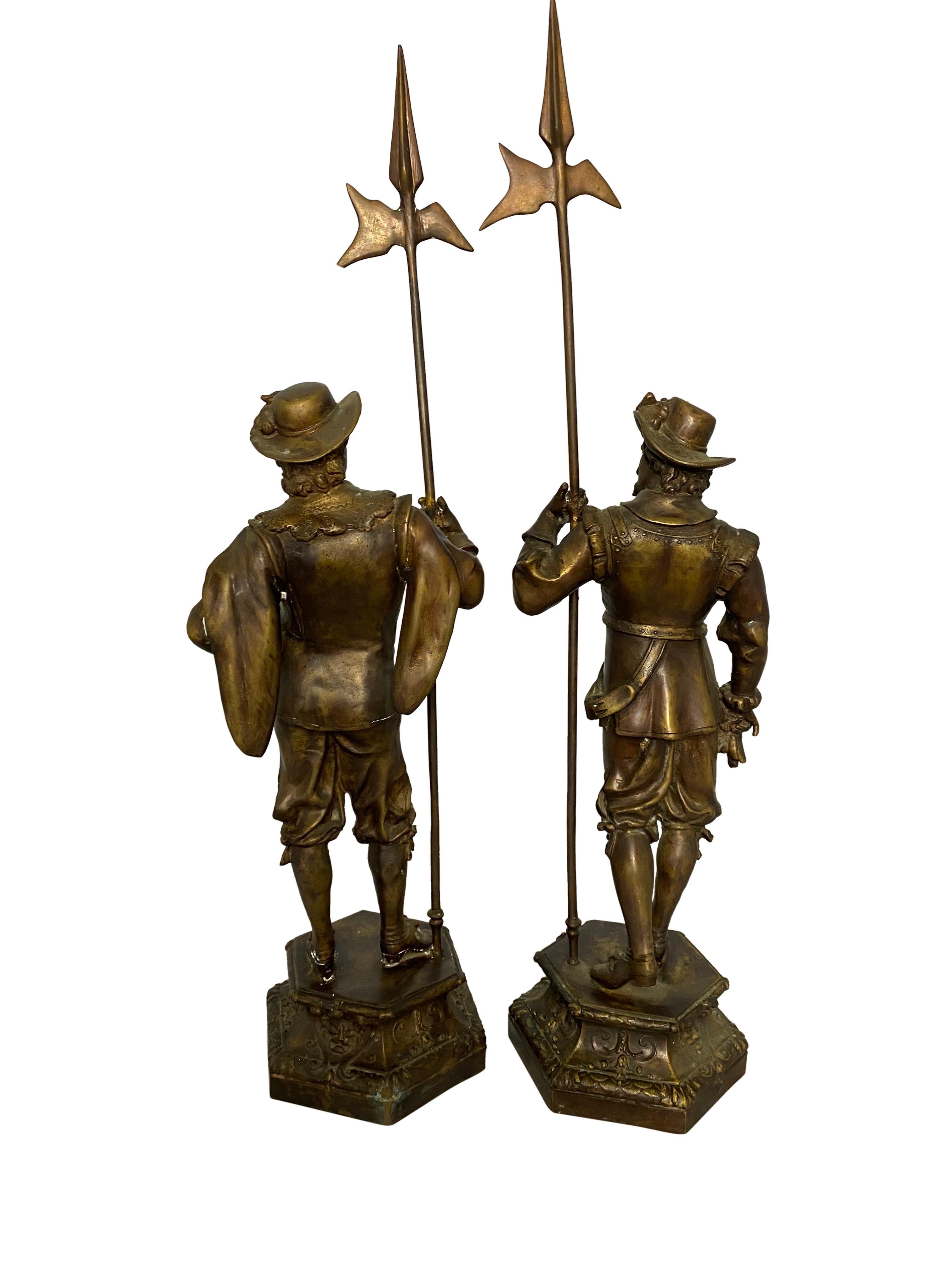 Pair of Bronze Cavalier Statues, 19th Century For Sale 4
