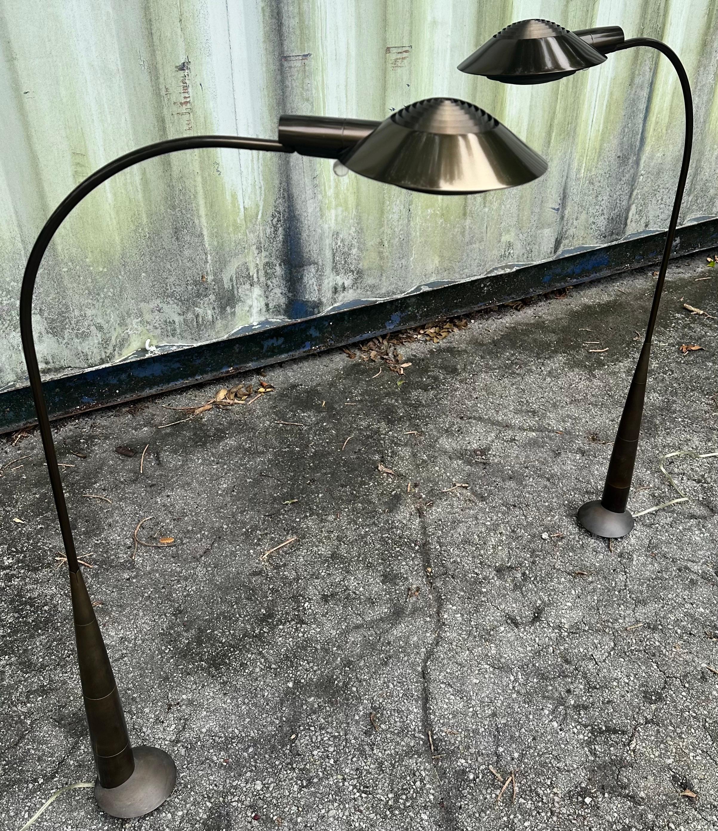 Pair Of  Bronze Cedric Hartman Floor Lamps  In Good Condition For Sale In Miami, FL