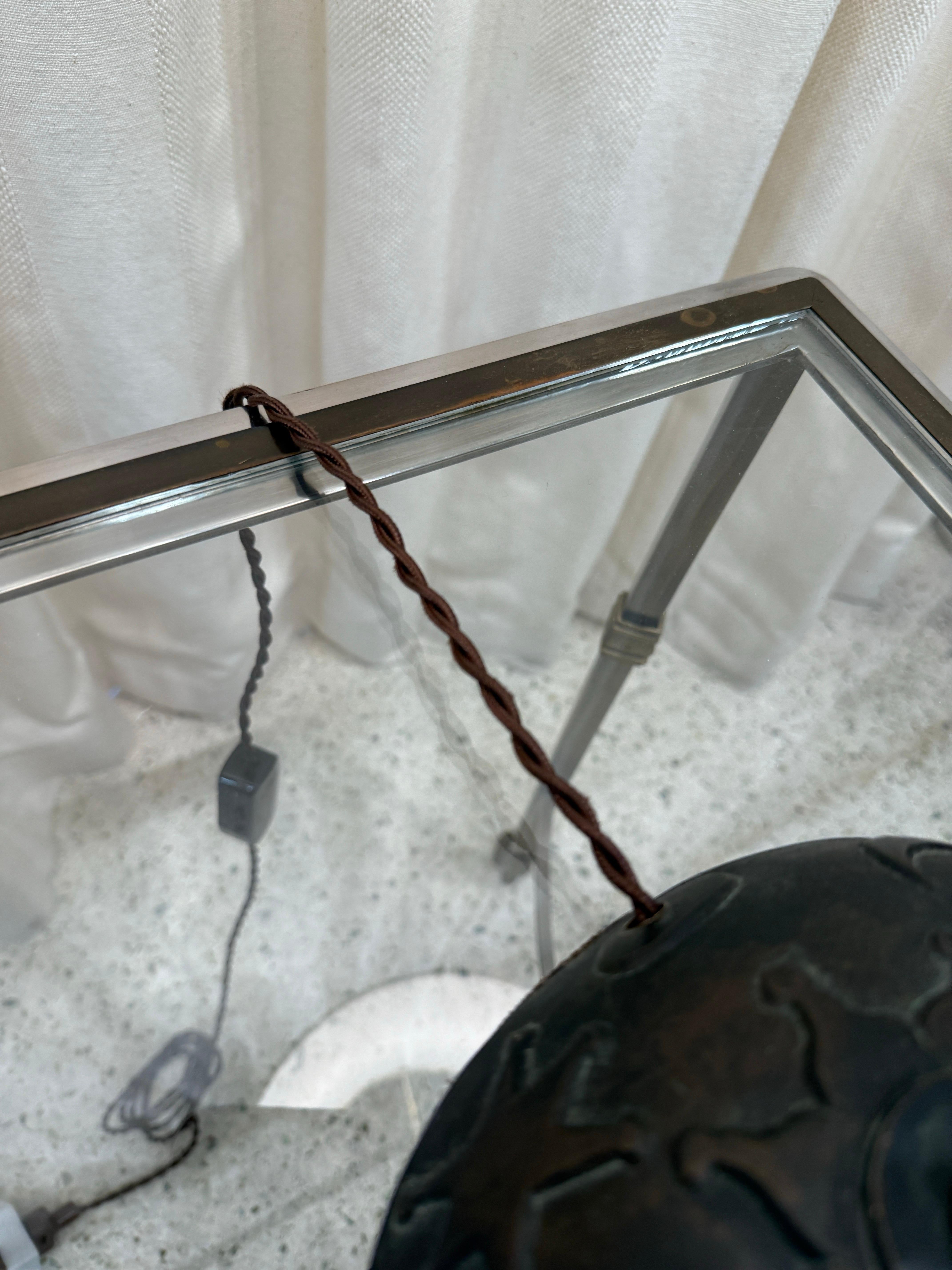 Pair of Bronze Celestial Motif Tall Table Lamps For Sale 4