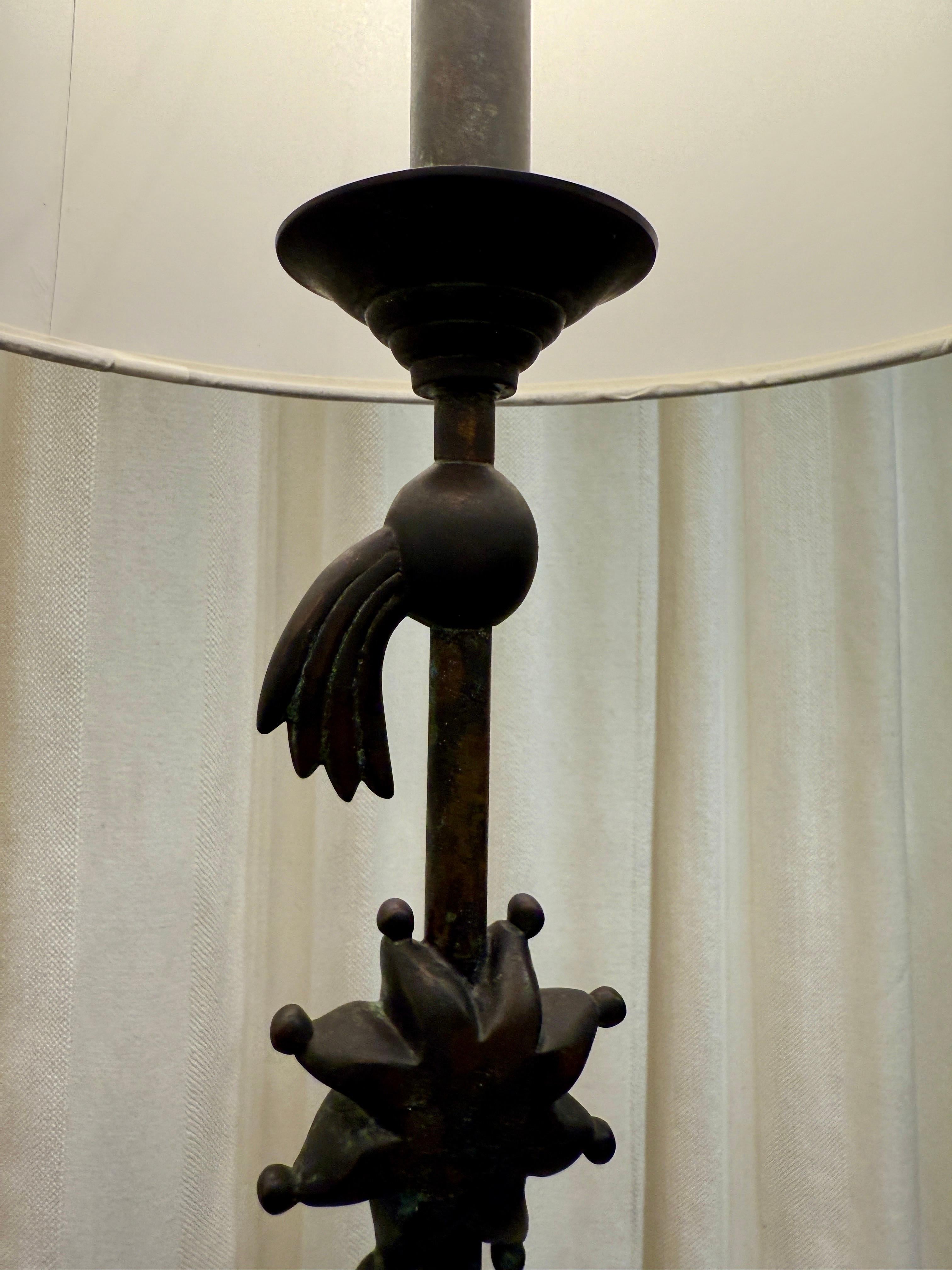 Pair of Bronze Celestial Motif Tall Table Lamps For Sale 7