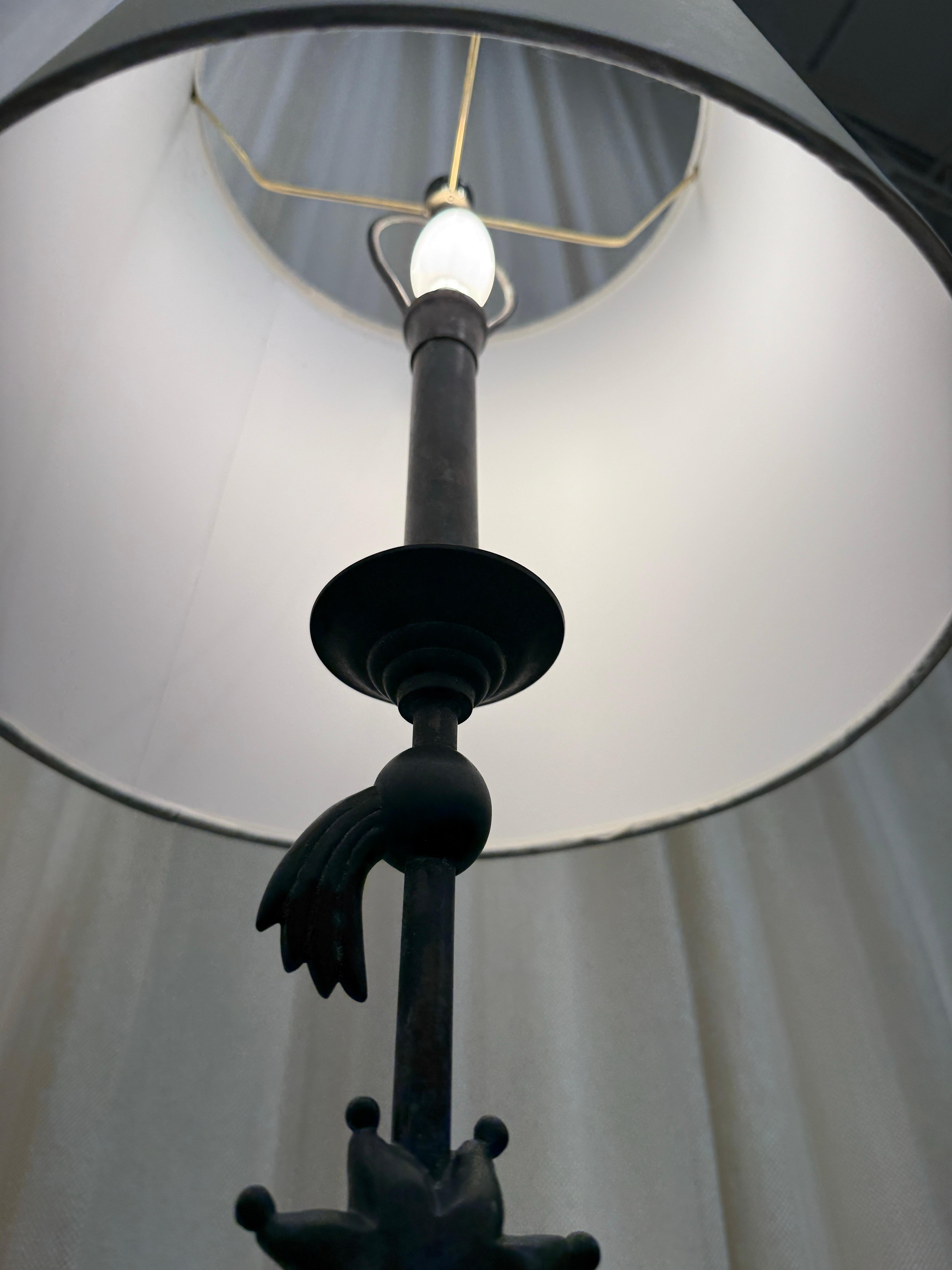 Mid-Century Modern Pair of Bronze Celestial Motif Tall Table Lamps For Sale