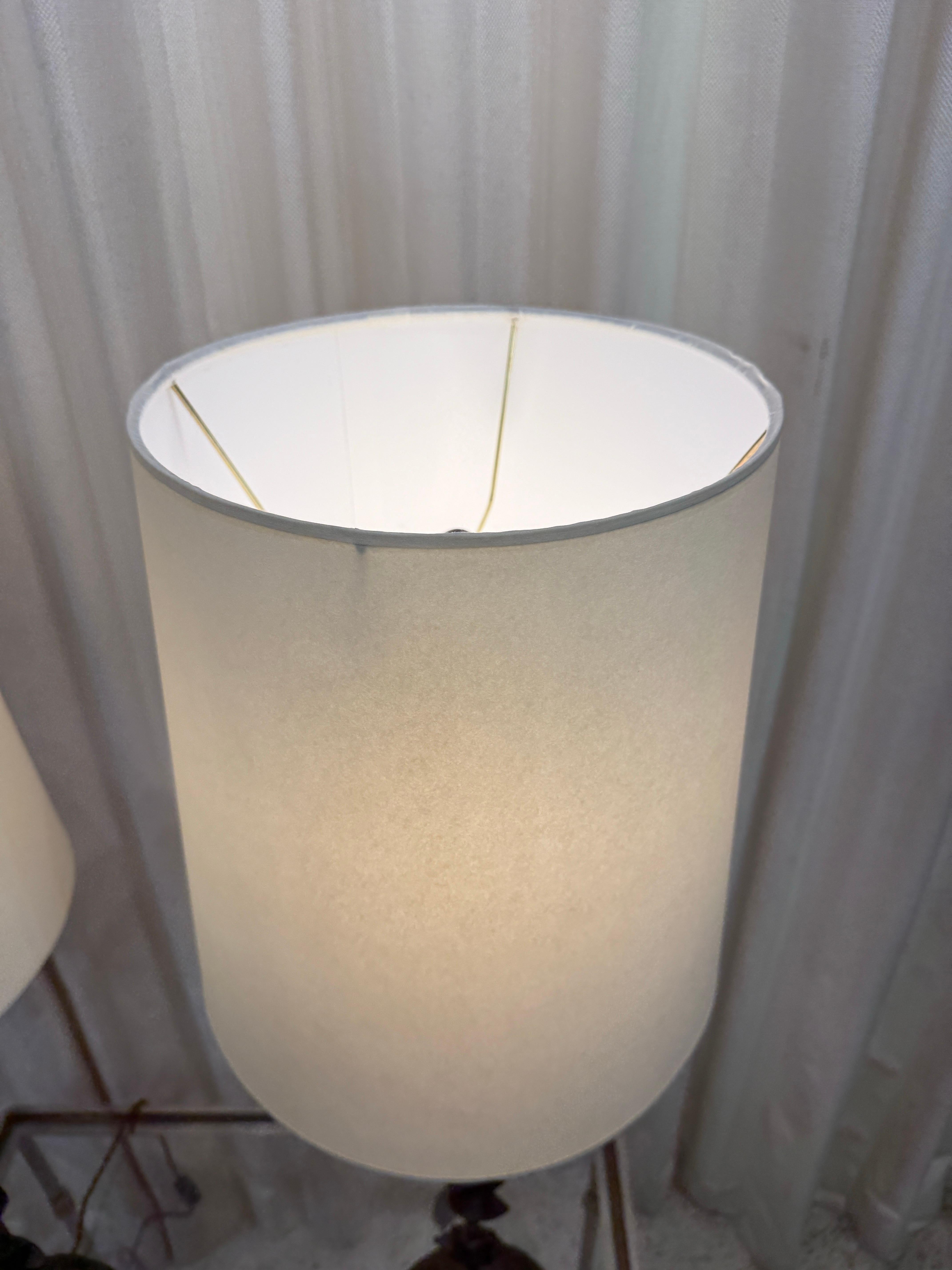 Mid-20th Century Pair of Bronze Celestial Motif Tall Table Lamps For Sale
