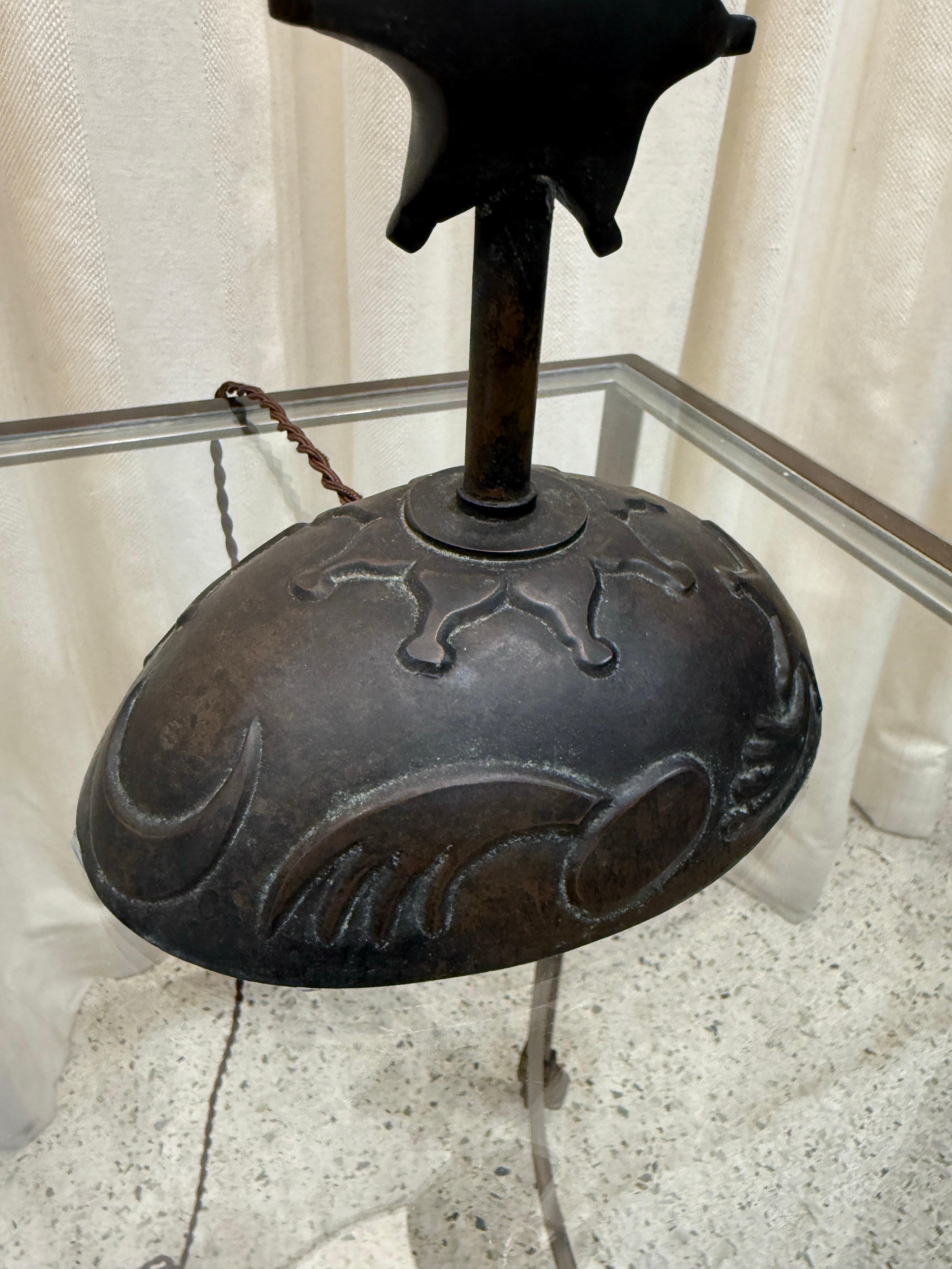 Pair of Bronze Celestial Motif Tall Table Lamps For Sale 2