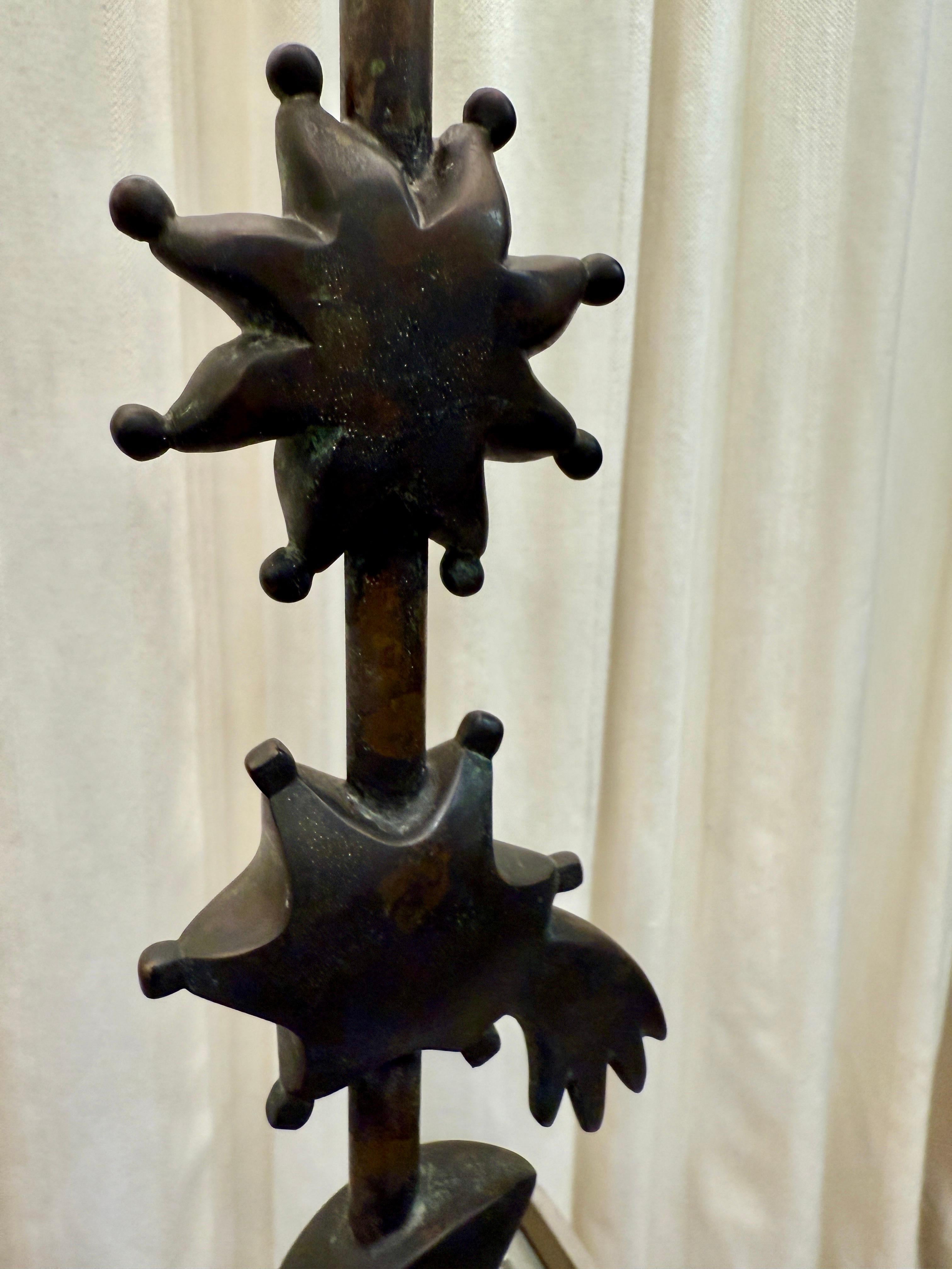 Pair of Bronze Celestial Motif Tall Table Lamps For Sale 3
