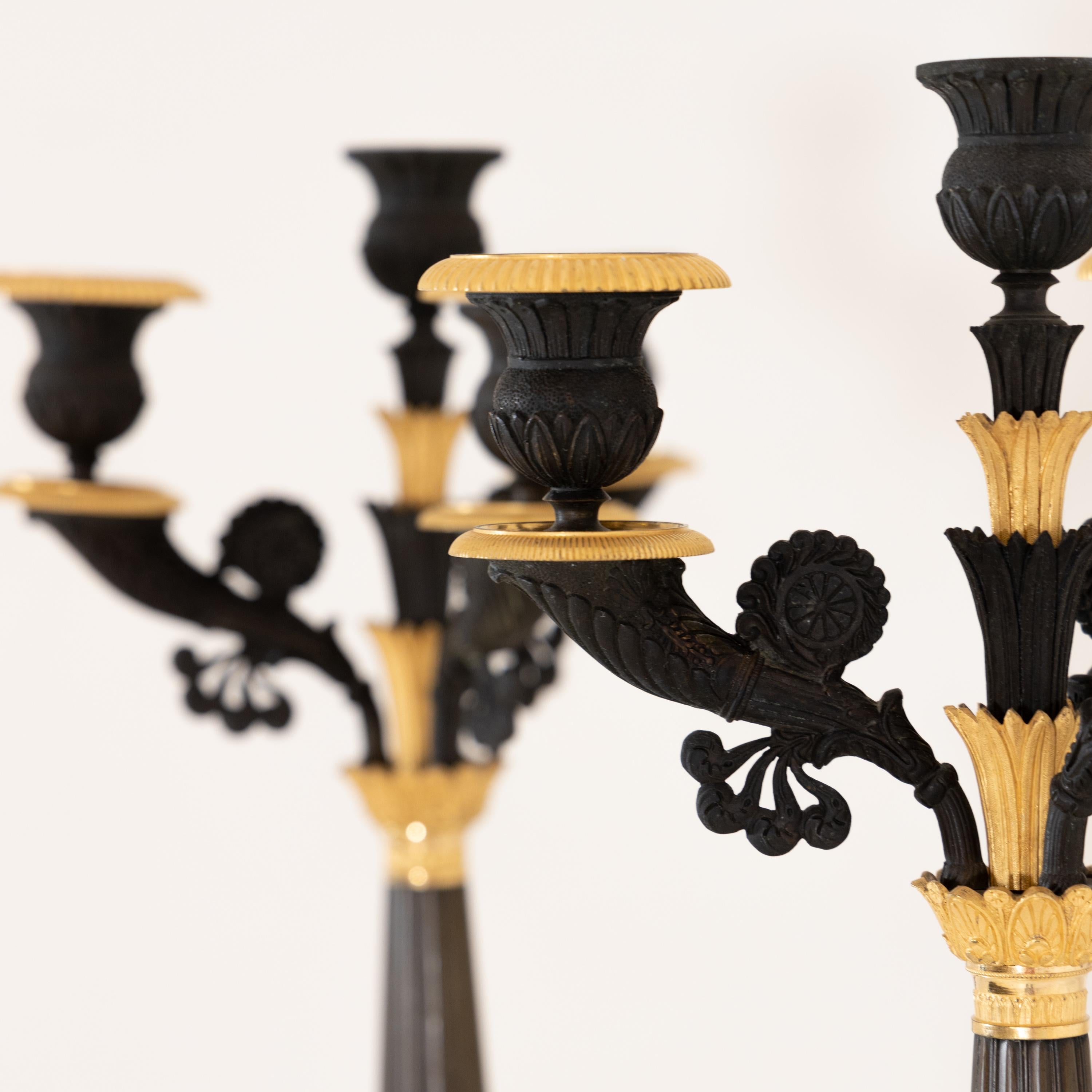 Pair of Bronze Charles X Girandoles, France, circa 1830 In Good Condition In Greding, DE