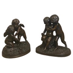 Pair of Bronze Cherub Groups by Charles Cumberworth (English/ French 1812-1862)