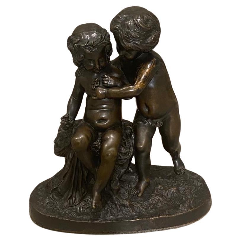 Late 19th Century Pair of Bronze Cherub Groups by Charles Cumberworth (English/ French 1812-1862) For Sale