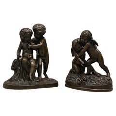 Antique Pair of Bronze Cherub Groups by Charles Cumberworth (English/ French 1812-1862)