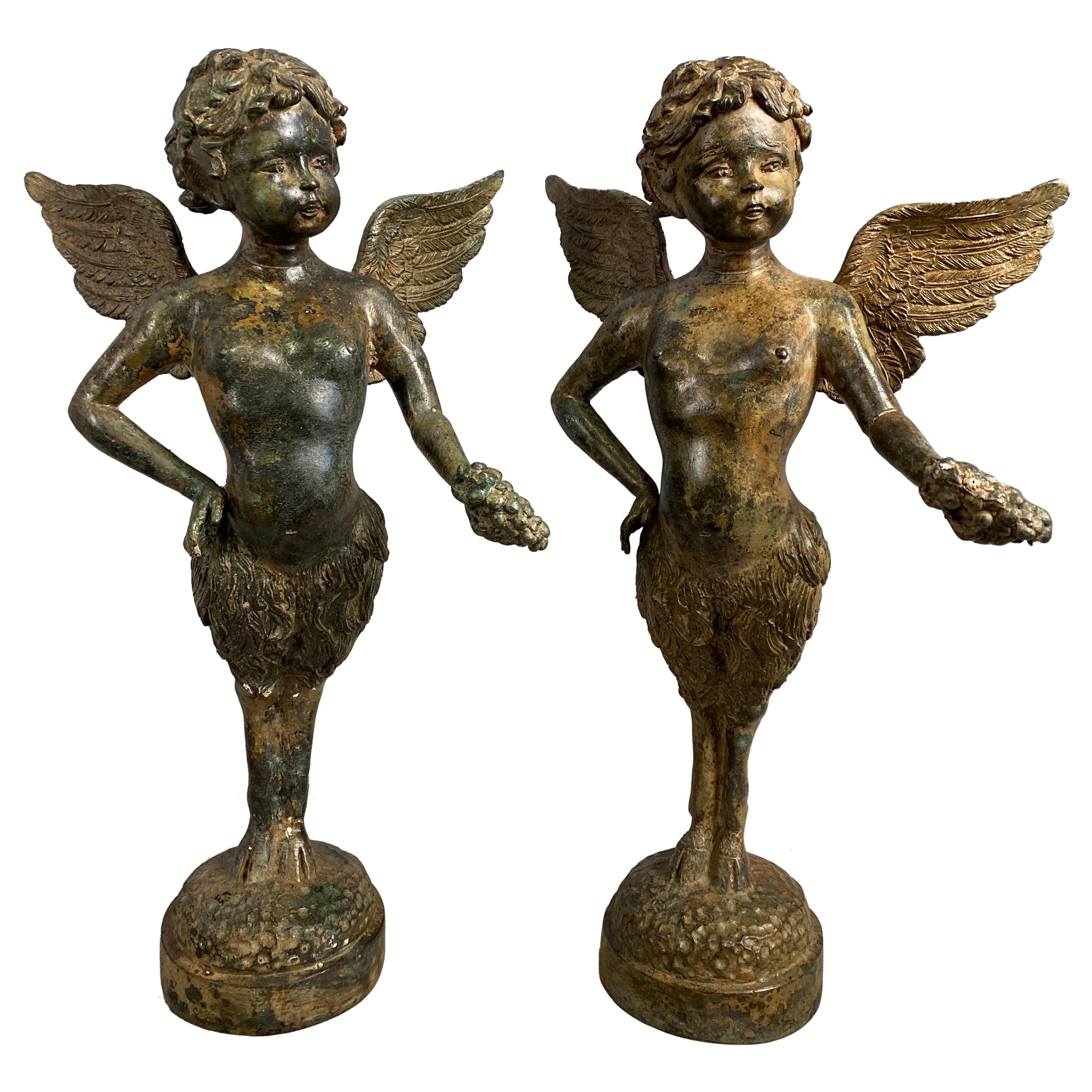 Pair of Bronze Cherubs, 20th Century For Sale