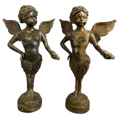 Pair of Bronze Cherubs, 20th Century